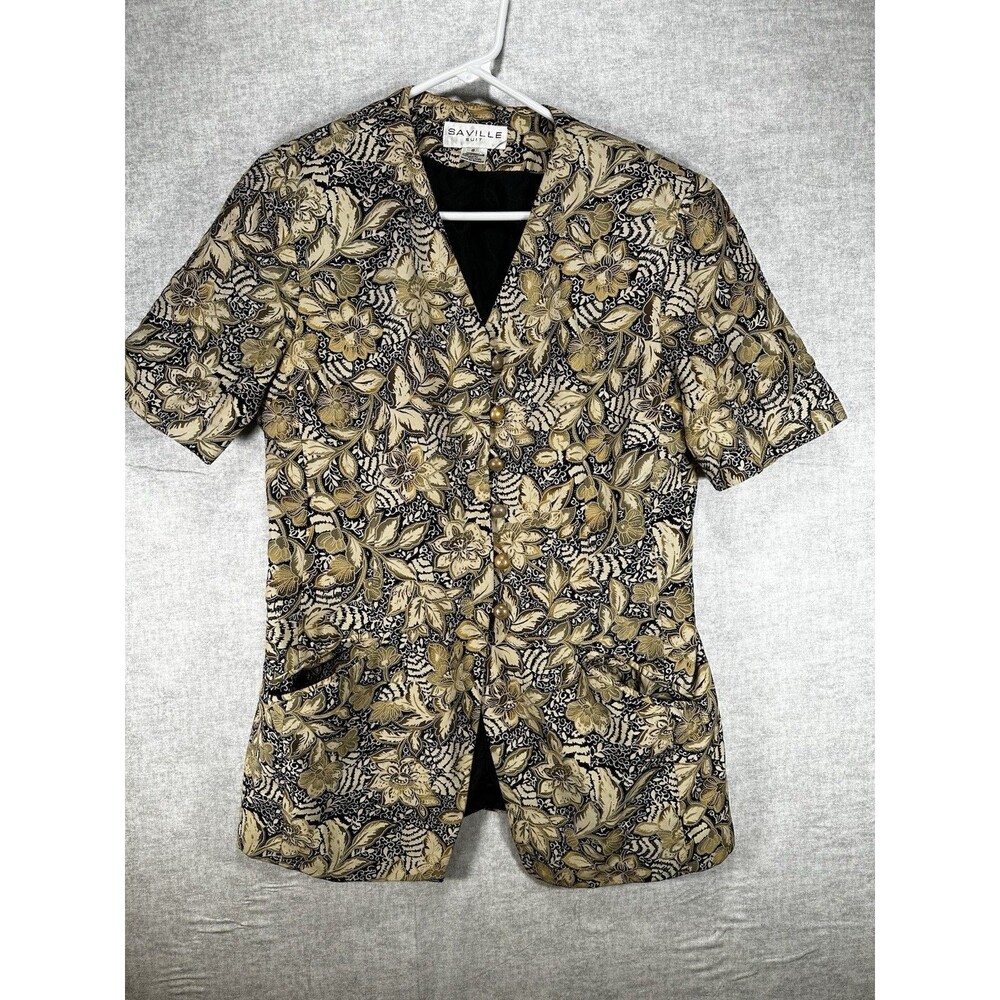 Saville Suit Floral Women's Blazer Size 8 Rayon Buttons Shoulder Pads - Picture 2 of 9